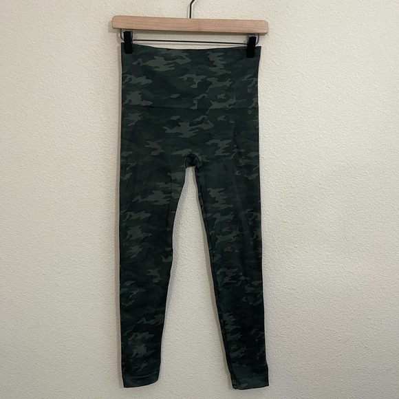 Spanx Look At Me Now Seamless High Waist Pull-On Leggings Green Camo Medium - Picture 6 of 13